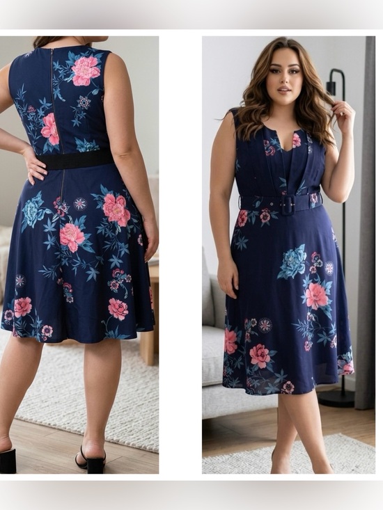 City Chic Dresses & Skirts - City Chic Women Sz 20W Aika floral A line belted midi dress